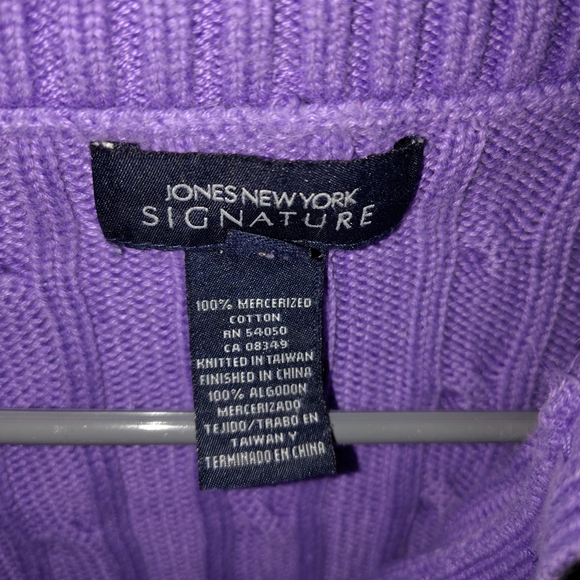 Purple Cable Knit Sweater Ladies Medium V Neck Knit Cable Sweater - Picture 5 of 7